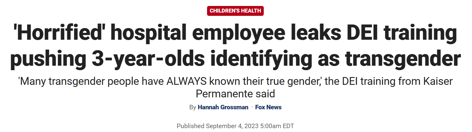 'Horrified' hospital employee leaks DEI training pushing 3-year-olds identifying as transgender