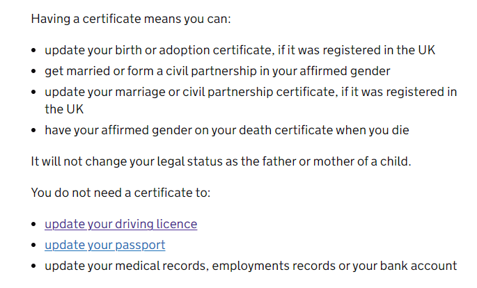 a screenshot from the UK government website that explains what a GRC does and does not do