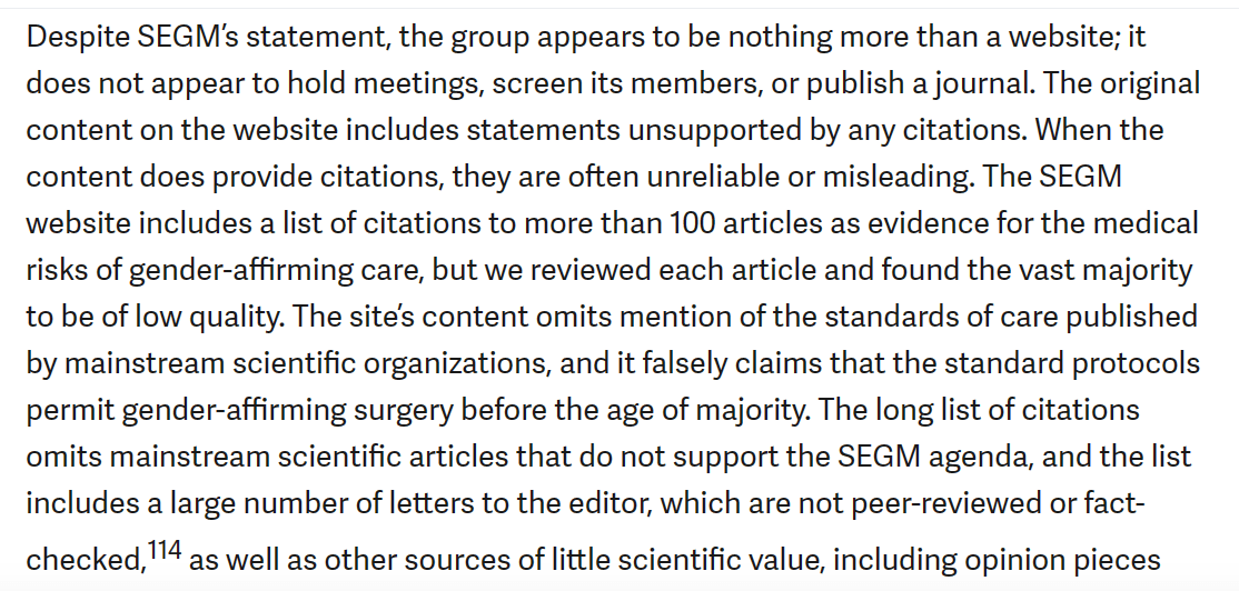 screenshot from Appendix A of the Yale report