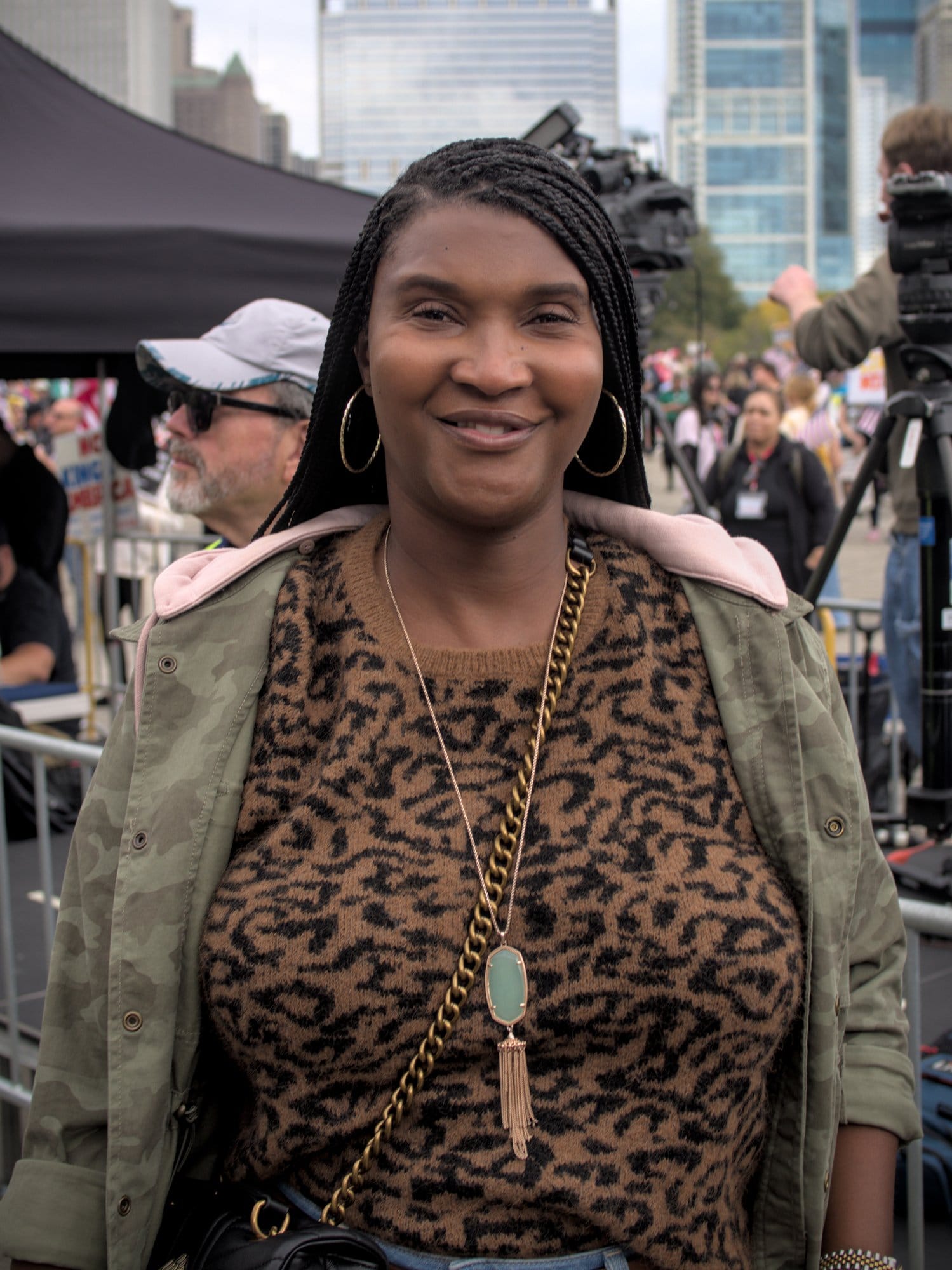  Channyn Lynne Parker of Equality Illinois at the Chicago No Kings event.  (Piper Bly)  