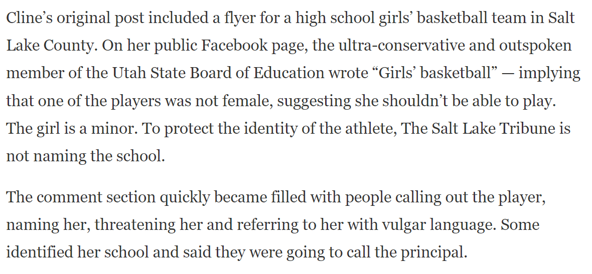 The comment section quickly became filled with people calling out the player, naming her, threatening her and referring to her with vulgar language. Some identified her school and said they were going to call the principal.