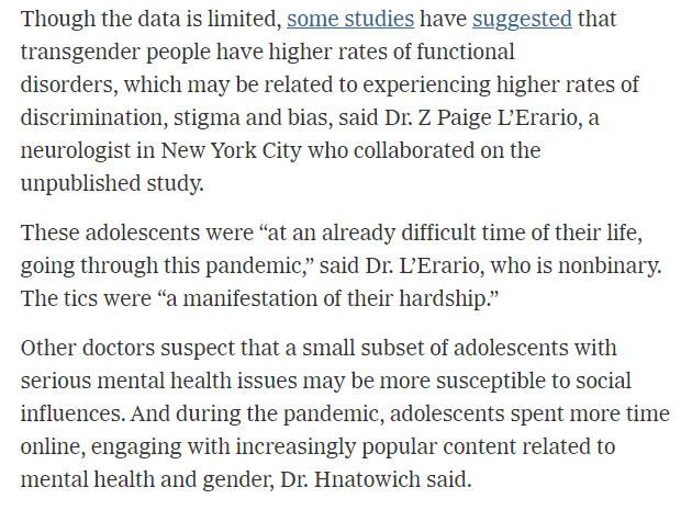Other doctors suspect that a small subset of adolescents with serious mental health issues may be more susceptible to social influences.