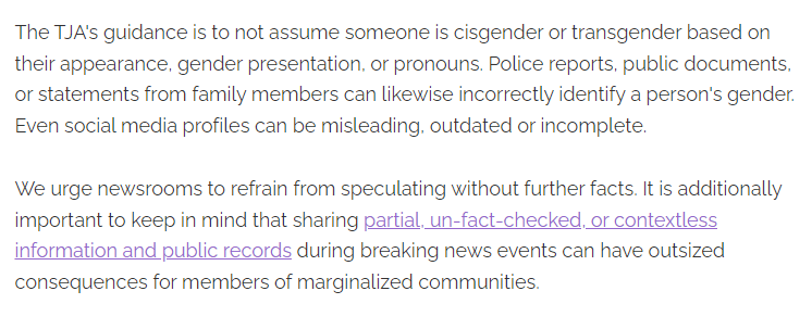 screenshot from the Transgender Journalist’s Association