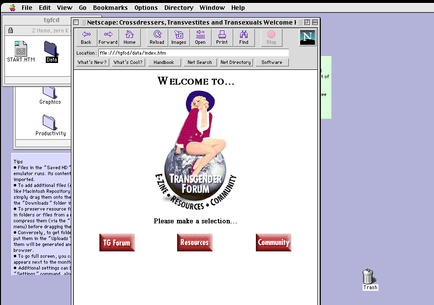   The TG Forum CD, as viewed from an emulated Mac computer of the time.  