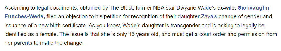 According to legal documents, Siohvaughn Funches-Wade filed an objection to his petition for recognition of their daughter Zaya's change of gender and issuance of a new birth certificate.